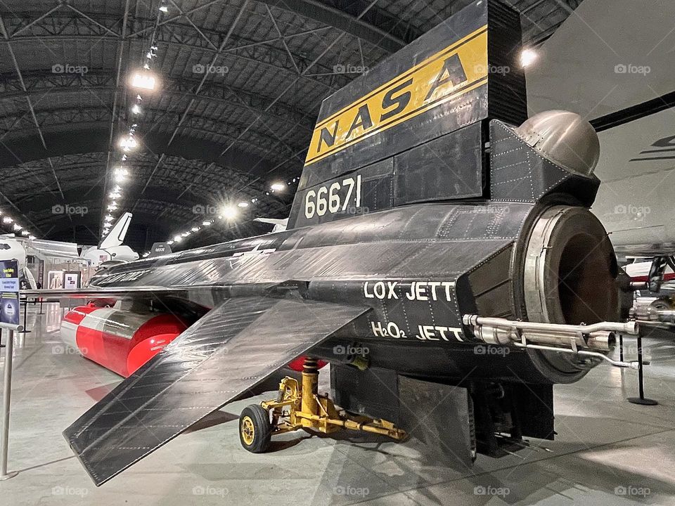 One of two remaining North American X-15 hypersonic rocket powered aircraft left. On display at The United States Air Force Museum in Dayton, Ohio