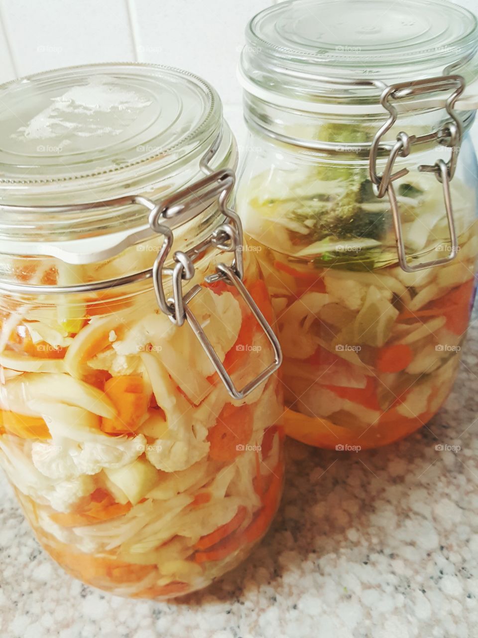 Pickled vegetables in the making