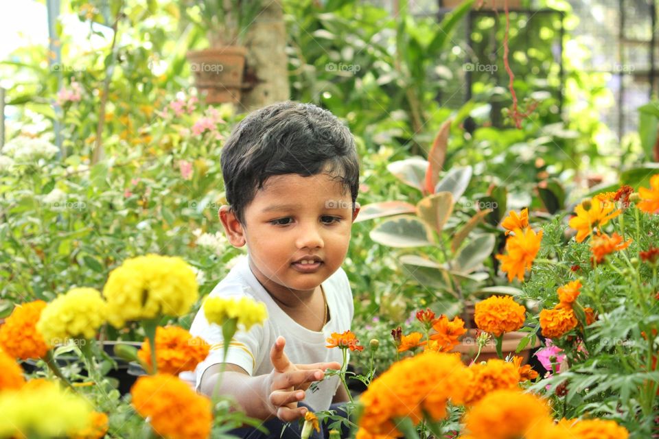 little baby in garden