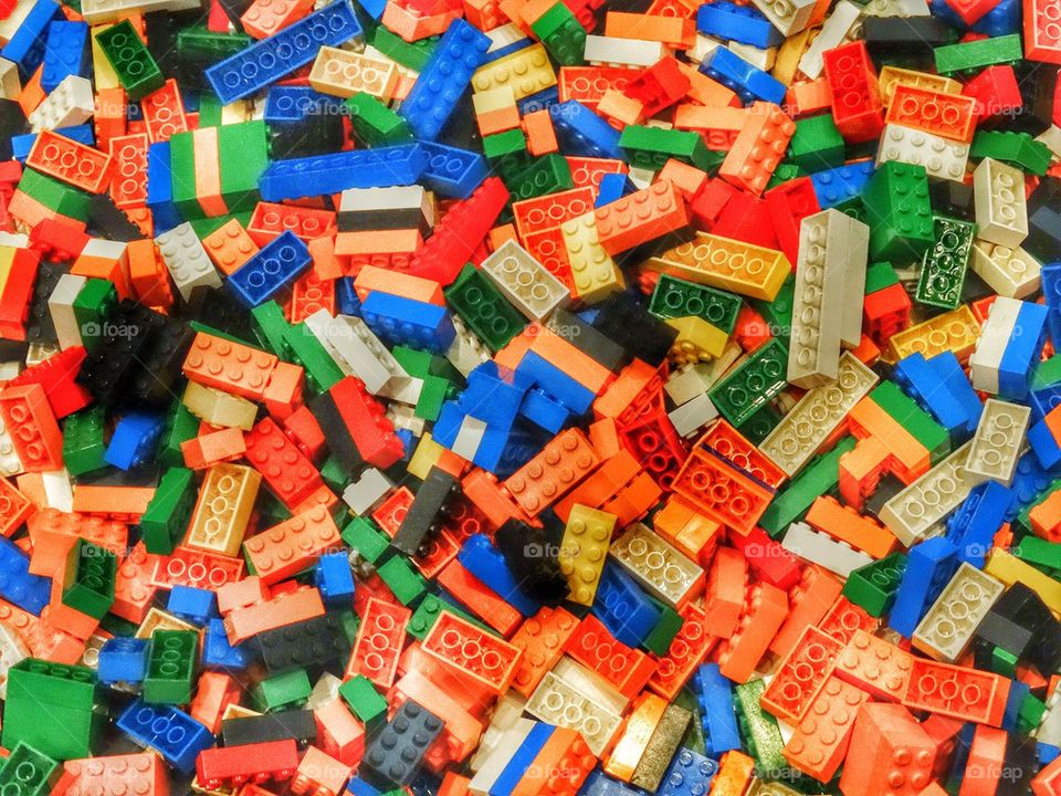 Collection Of Lego Bricks. Colorful Plastic Building Blocks
