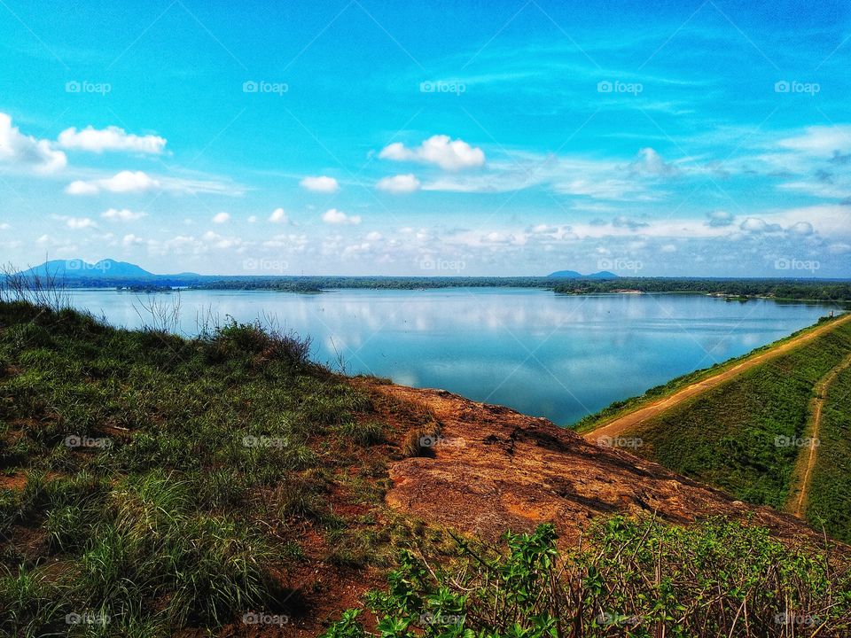 at the top of a hill near a lake in SriLanka
