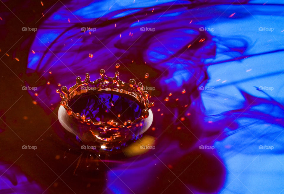 Water Drops - red drop and swirl with blue back