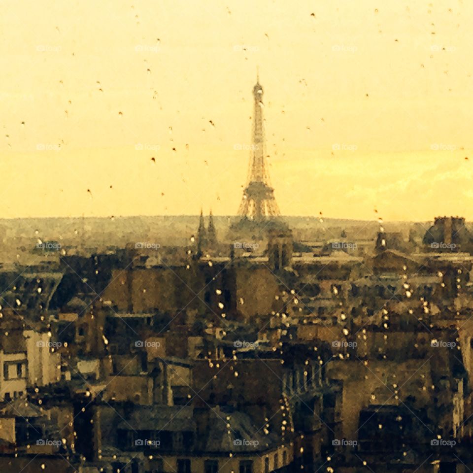 Rainy day in Paris - Eiffel Tower