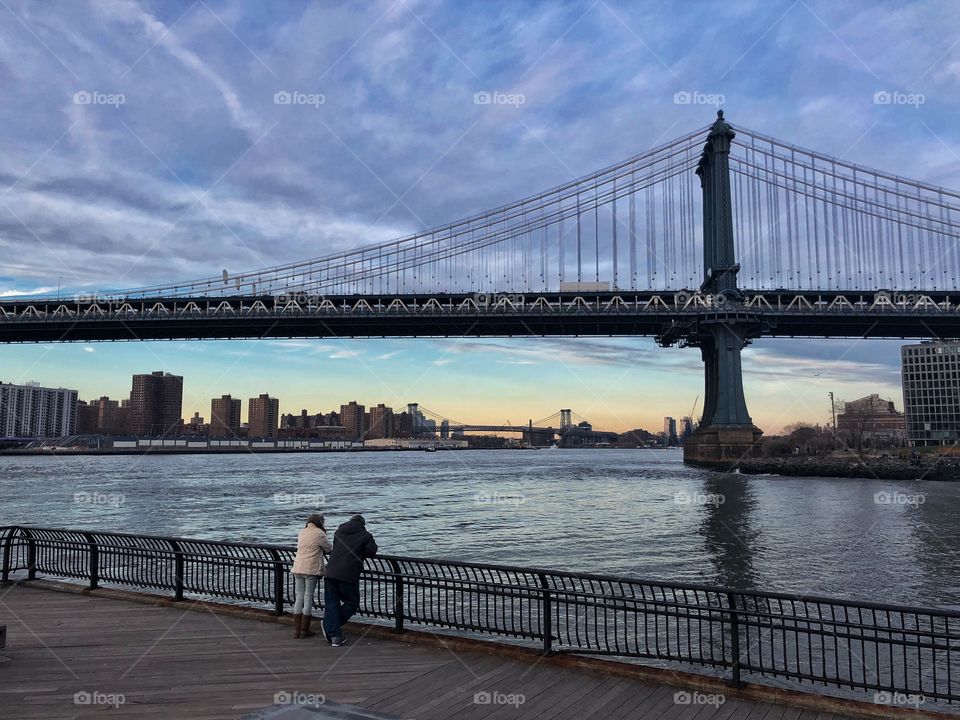 Couple Dumbo Brooklyn NY Manhattan Bridge 