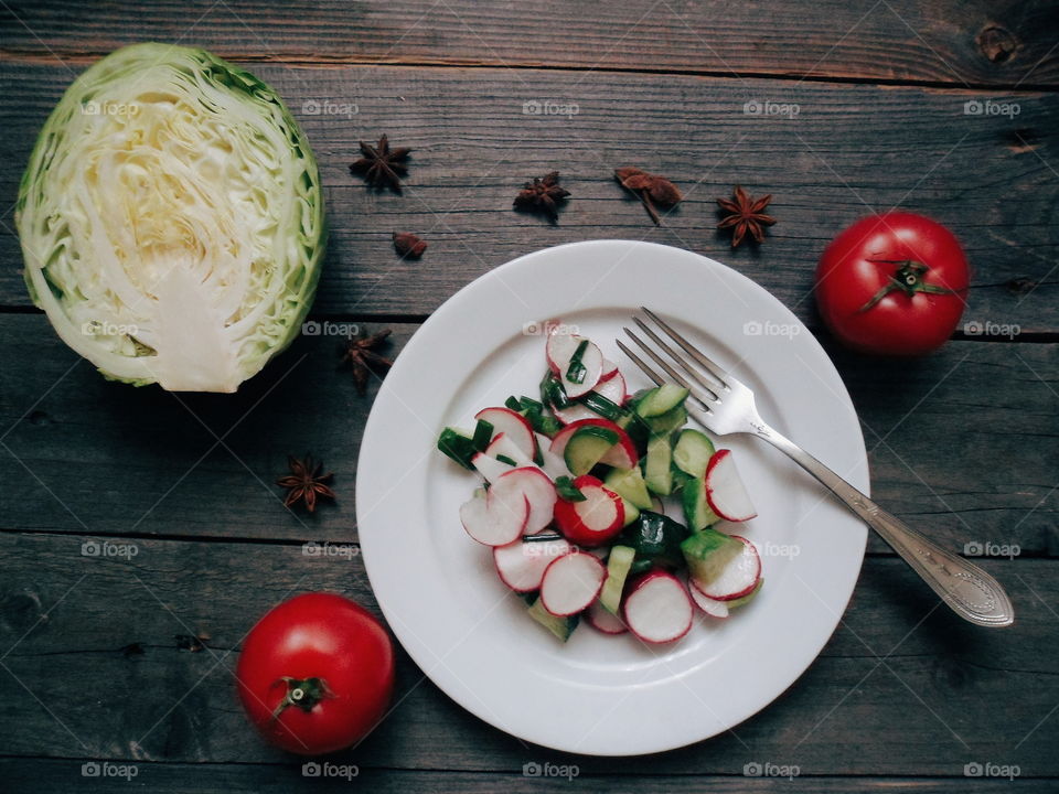 lettuce, tomatoes and cabbage