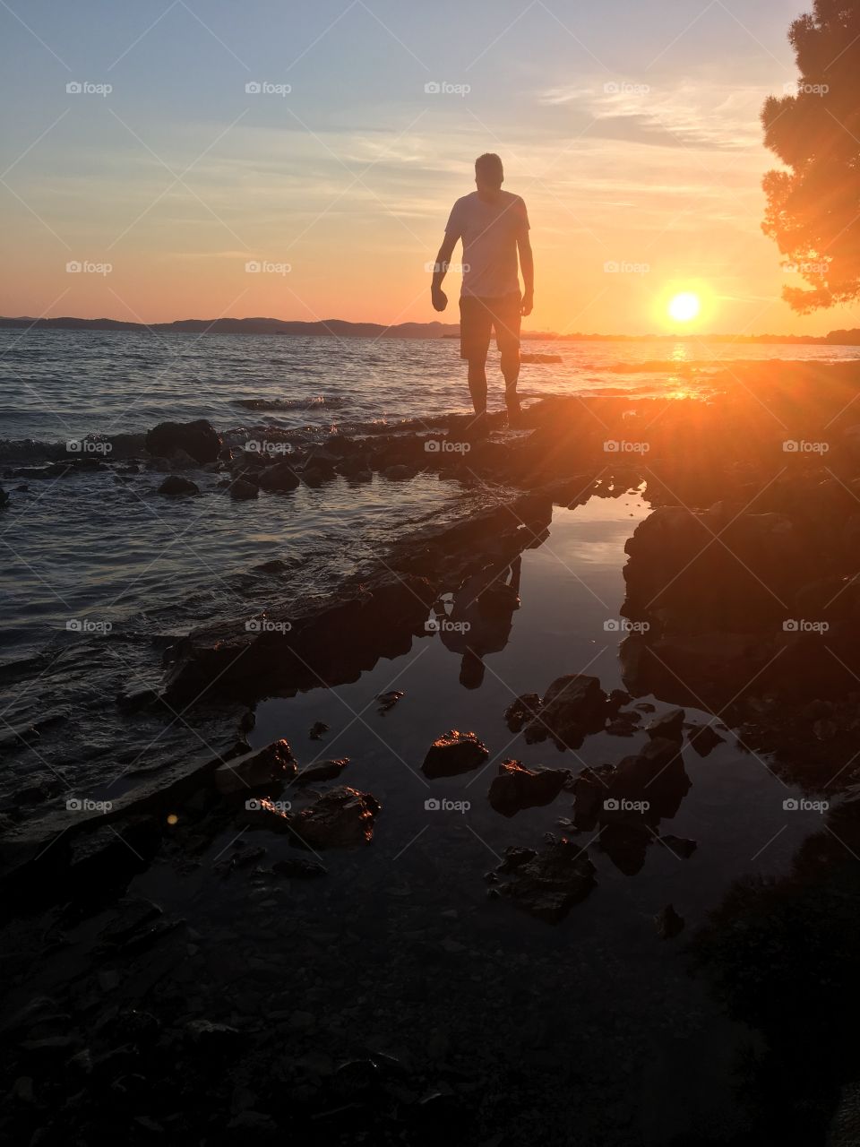 Beach Walk at Sunset 