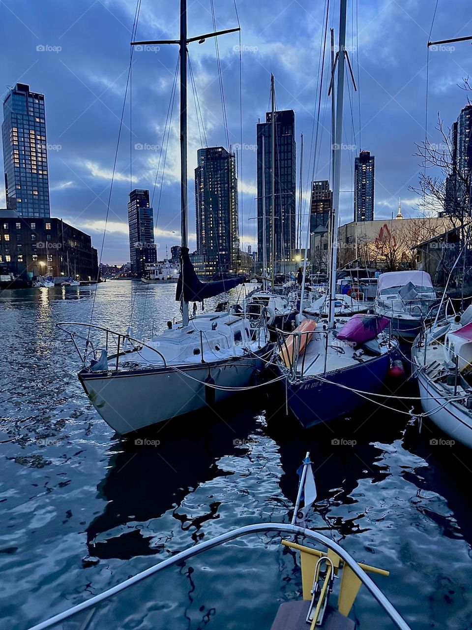 This is beautiful “Newtown Creek” by the “Pulaski Bridge” in LIC, Queens in the evening just before nightfall. 2024. Hypnotic Productions
