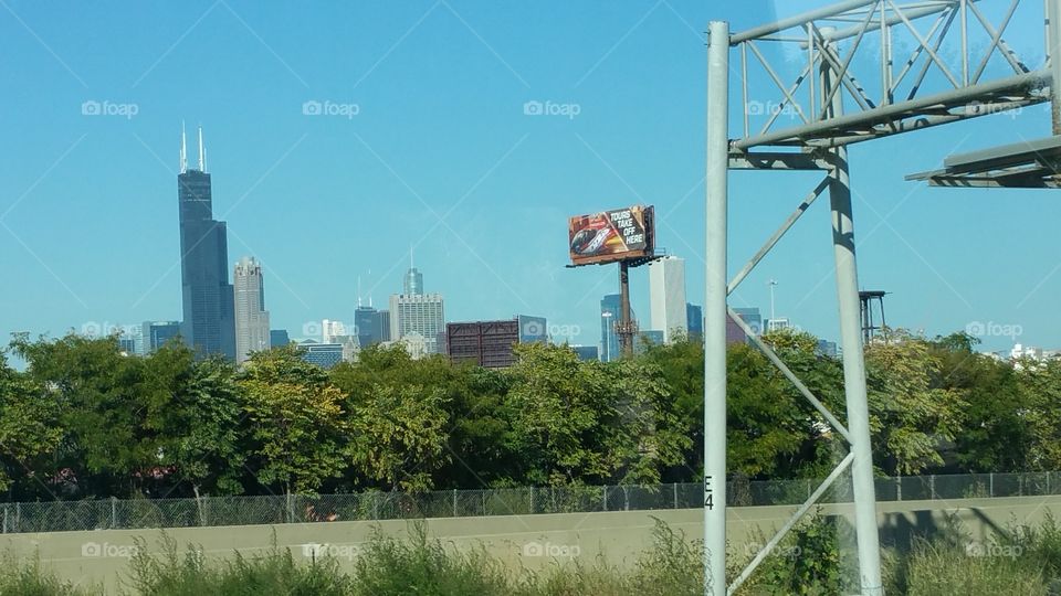 Driving into Chicago