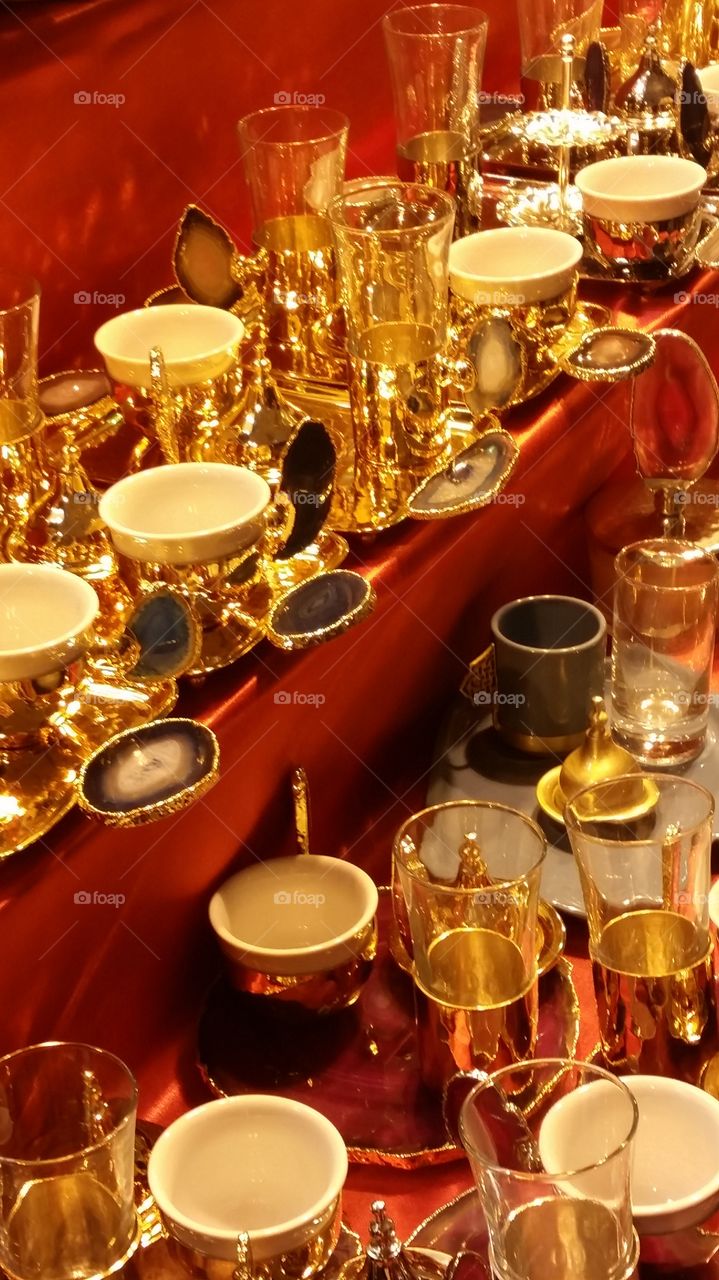 golden tea set