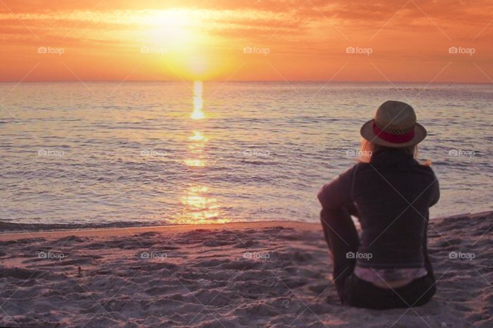 Woman at sunset
