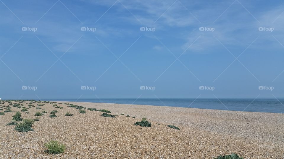Pebble beach on a hot summer day