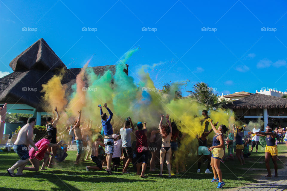 Brazil with a mix of races and colors.  Nation of cheerful people!