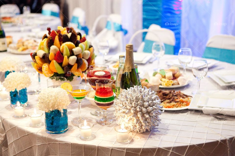 Wedding party reception tables 
