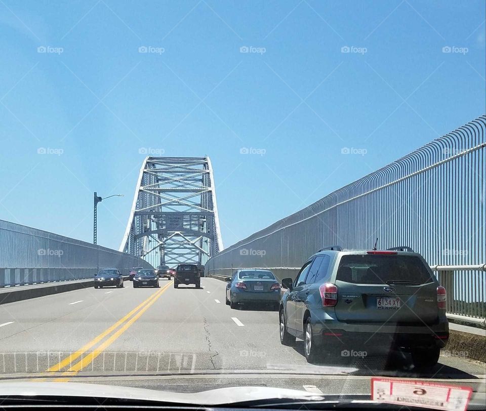 Crossing bridge in Boston