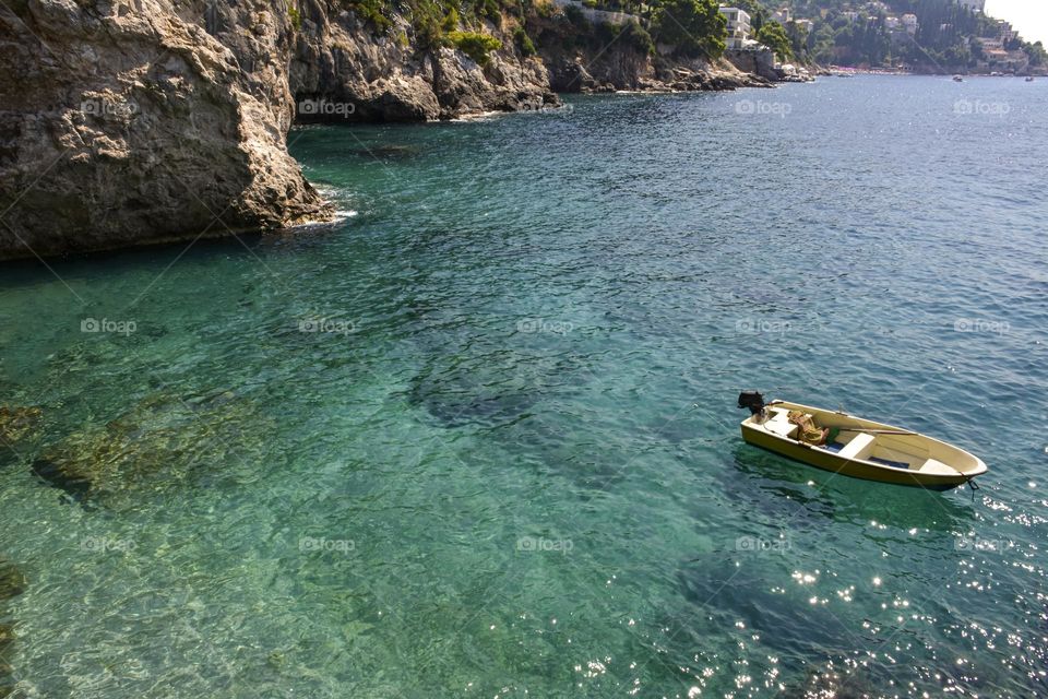 Lonely Boat in Lokrum Island - Dubrovnik, Croatia