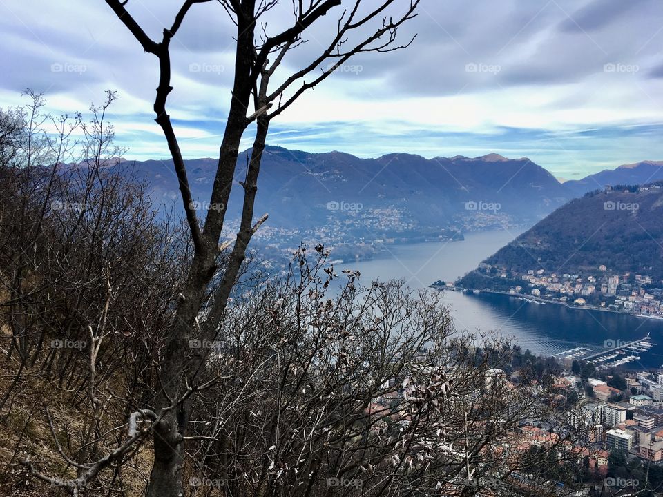Lake Como and Como city seen from the Spina Verde regional park
