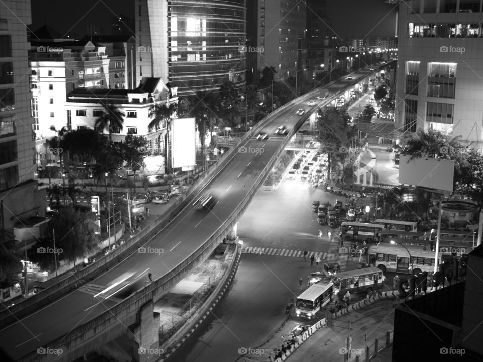 Jakarta city streets at night 