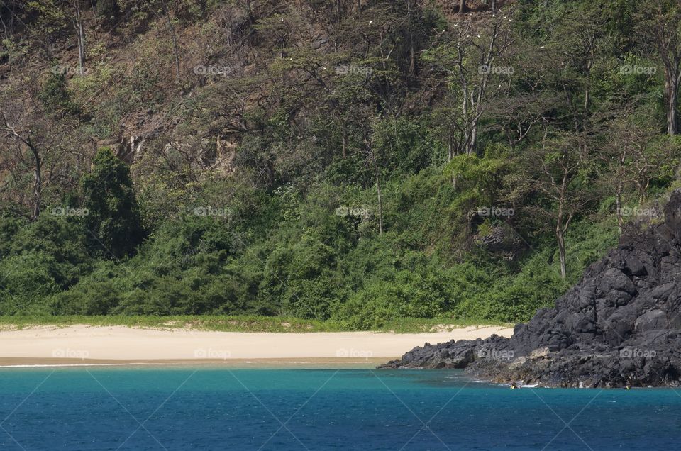 Fernando de Noronha island. Beach waterfront view. 