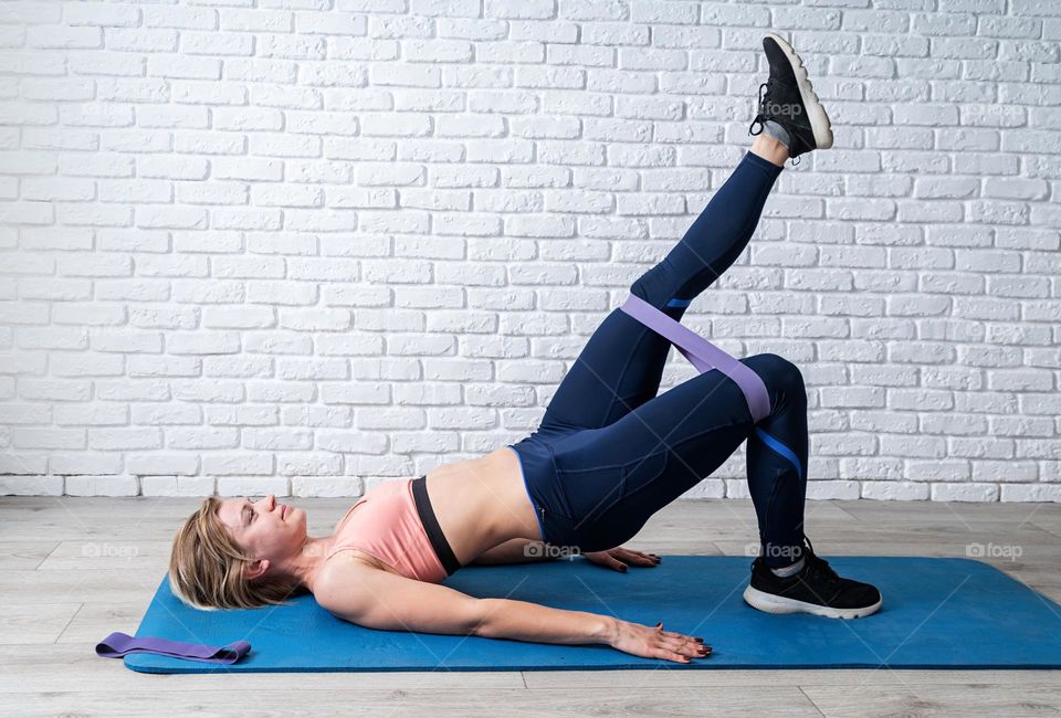 woman working out at home