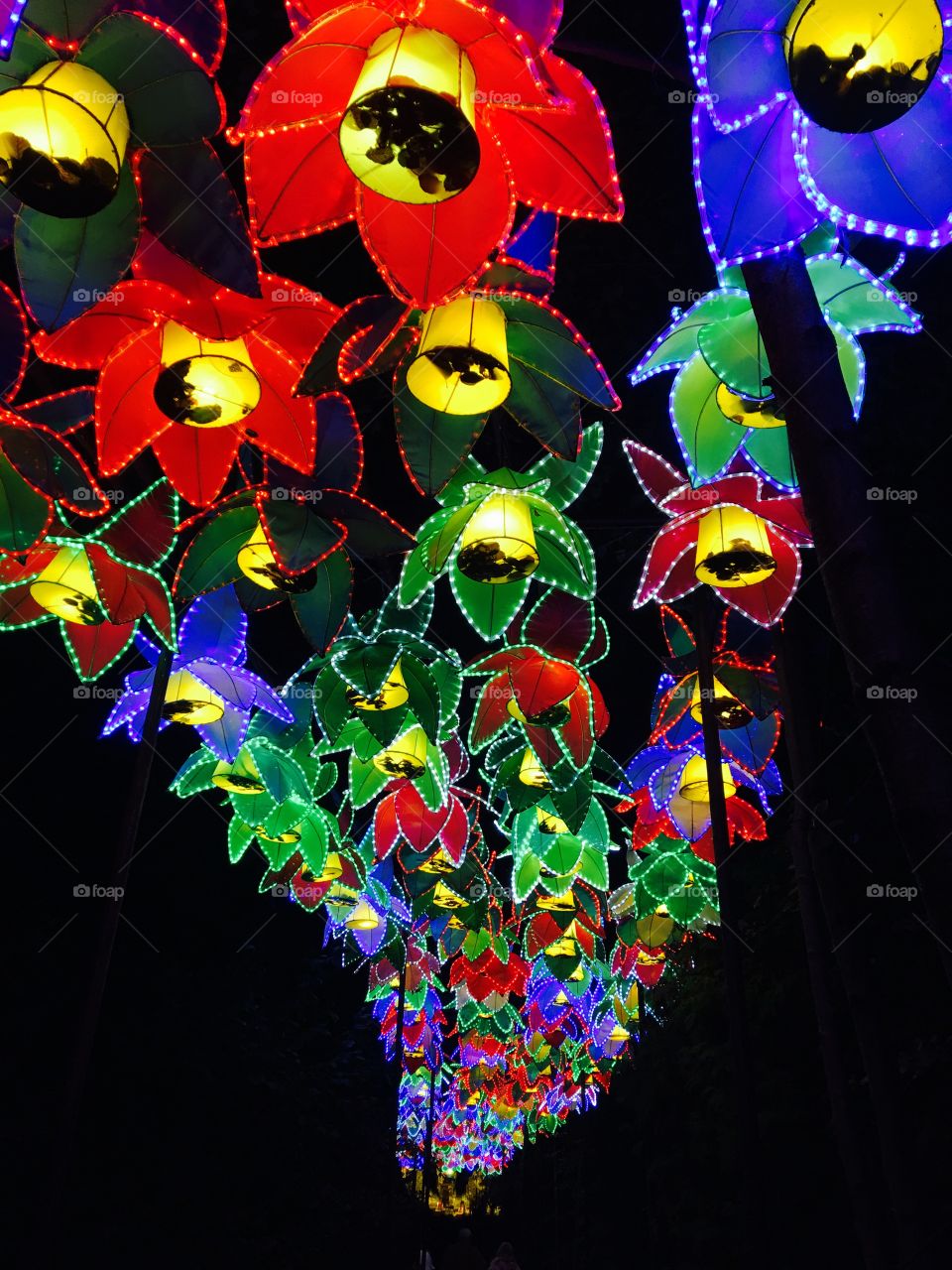 Low angle view of a colorful lantern