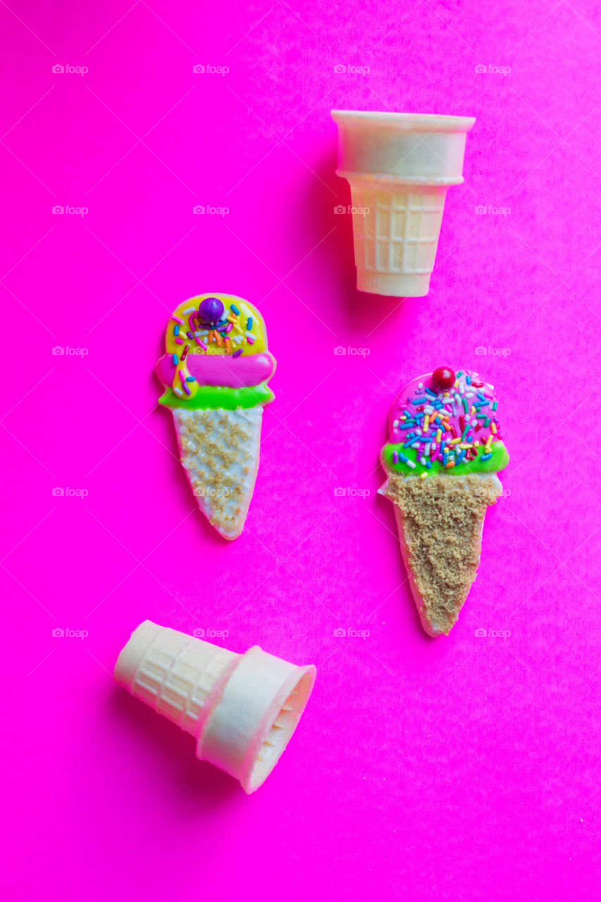 Ice cream flat lay 