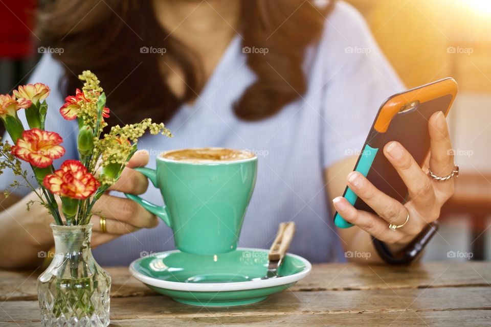 Women using smartphones 