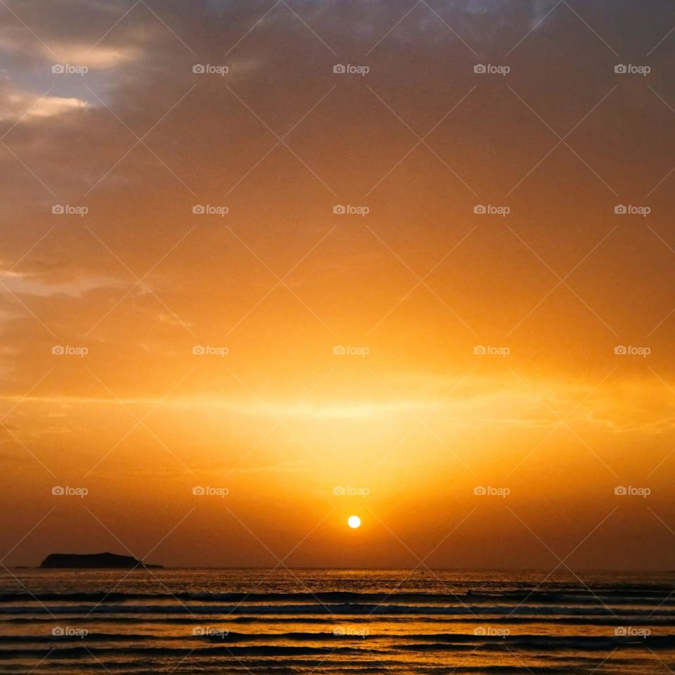 Splendid and magic sunset and beautiful landscape at essaouira city in Morocco.