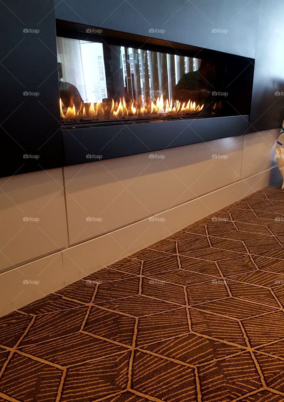 modern fireplace in
