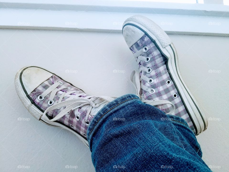 Isolated converse sneakers on white background