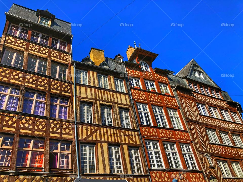 Rennes city centre. Wood frame buildings