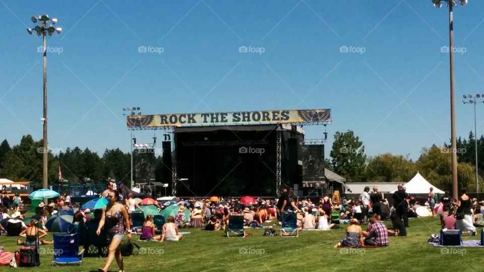 Stage at Rock The Shores 2015. Early in the day at the Rock The Shores festival in Colwood BC. Stage and festival grounds.