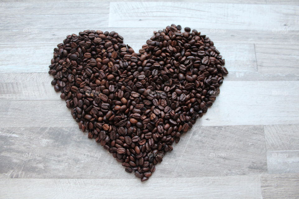 Heart of coffee beans.