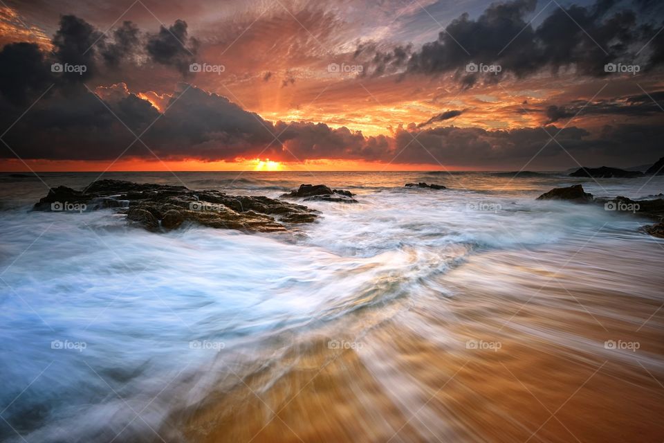 Sunset over the beach