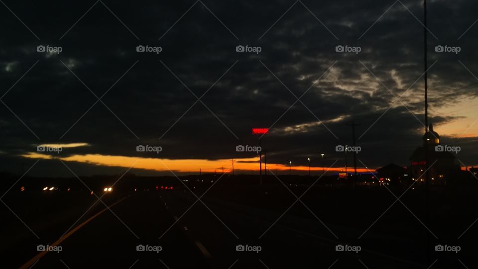 Street, Sunset, Light, City, Road