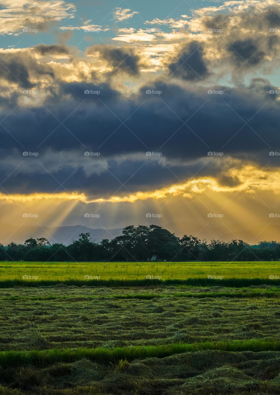 Dramatic clouds and Sunrise rays