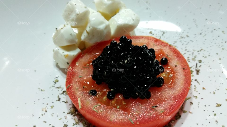 Caprese Salad with Balsamic Caviar