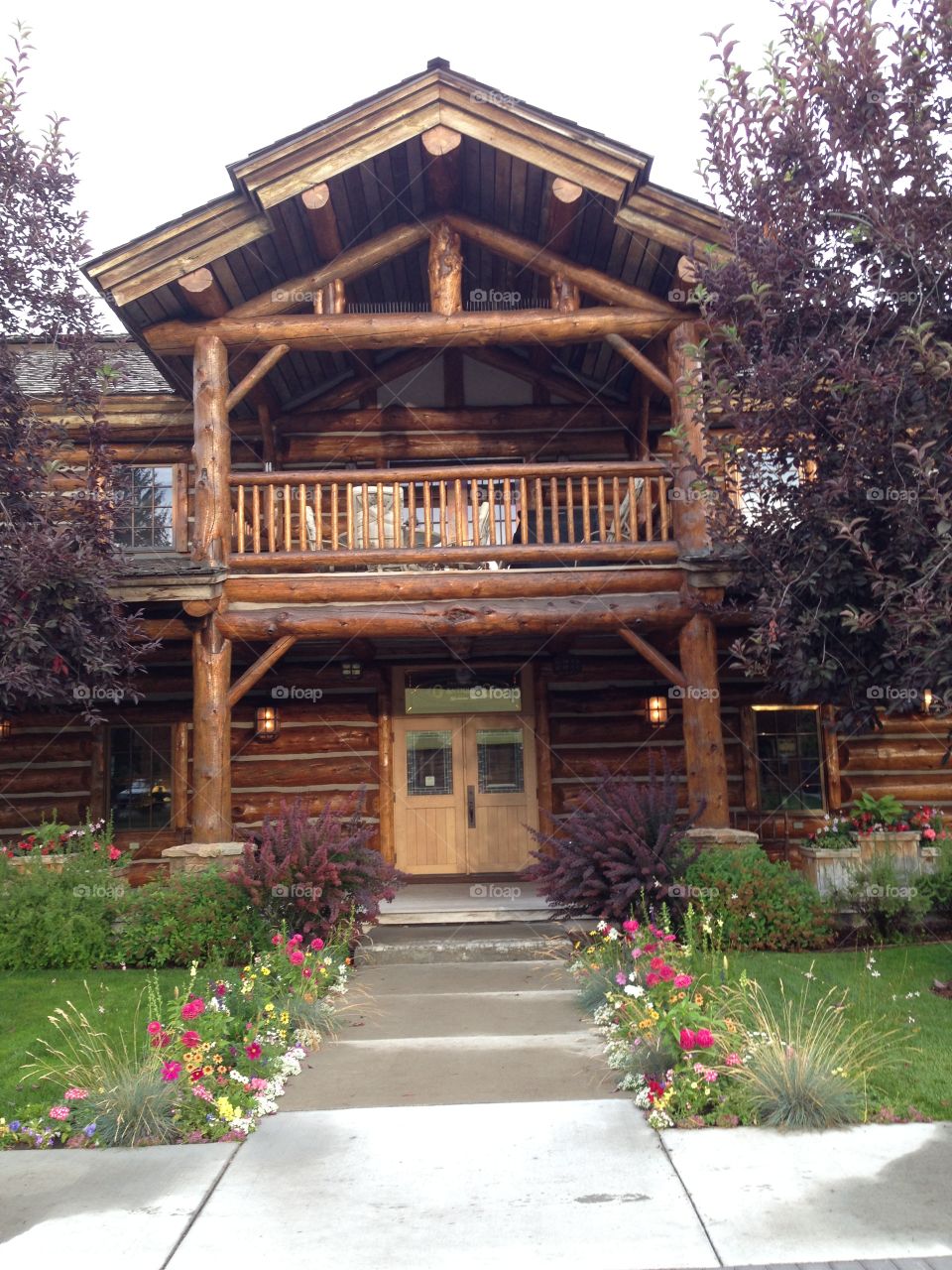 Log cabin. Log cabin style building, Jackson Hole, WY