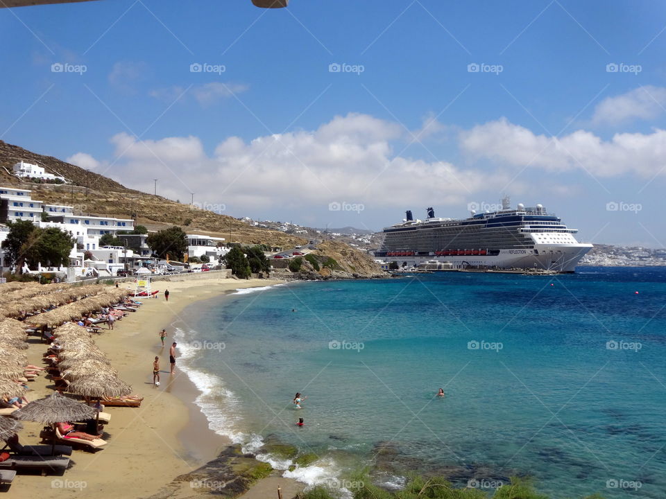 cruise  ship in Santorini