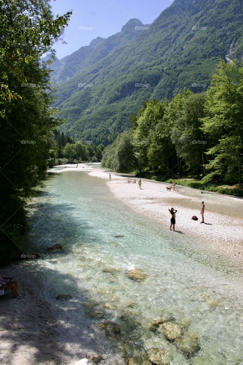 Green mountains and turquoise water. Slovenia 