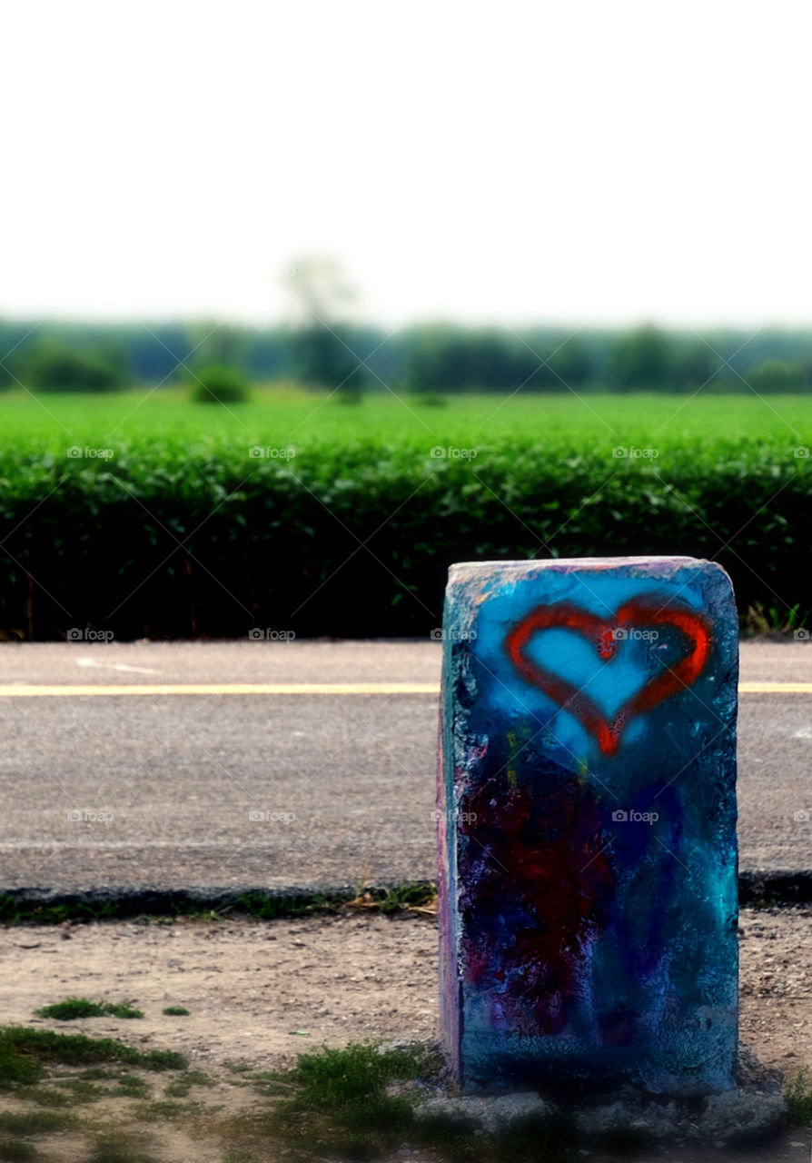 Graffiti Heart Painted On Stone Off The Road Somewhere In Missouri 