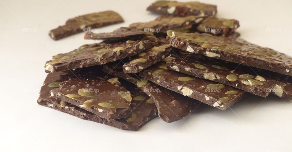Dark chocolate bark made with dried cranberries and sunflower seeds