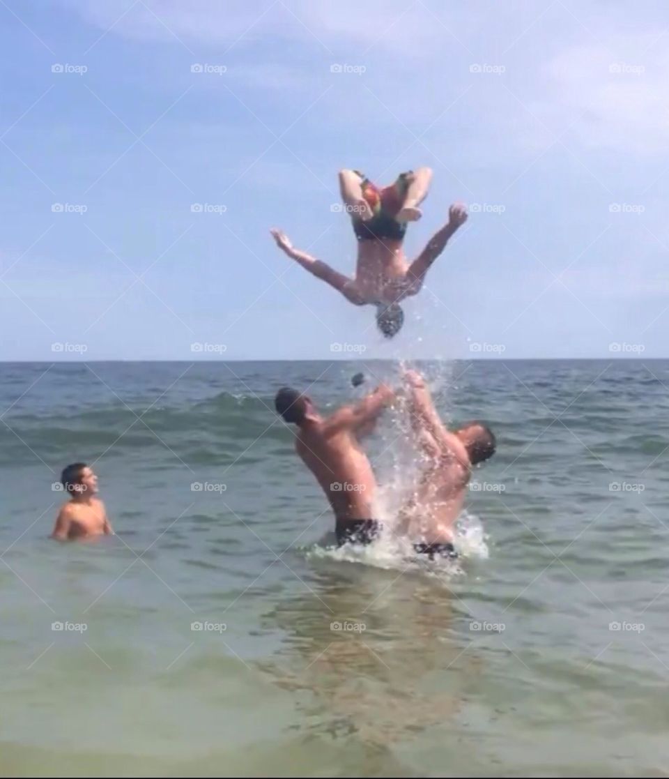 Catching air at the beach