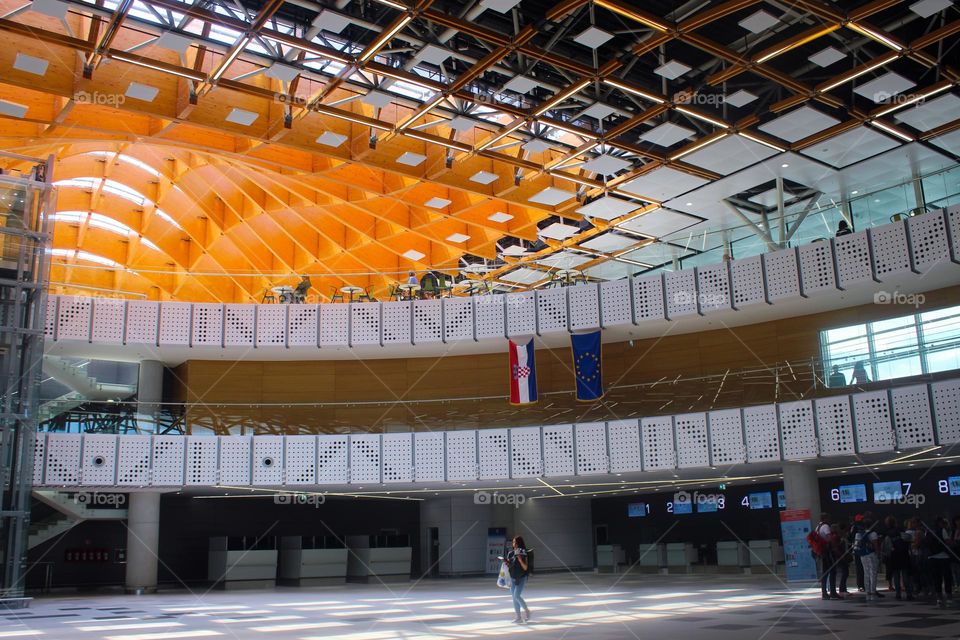 View of the interior of the airport building of Split  airport. Croatia