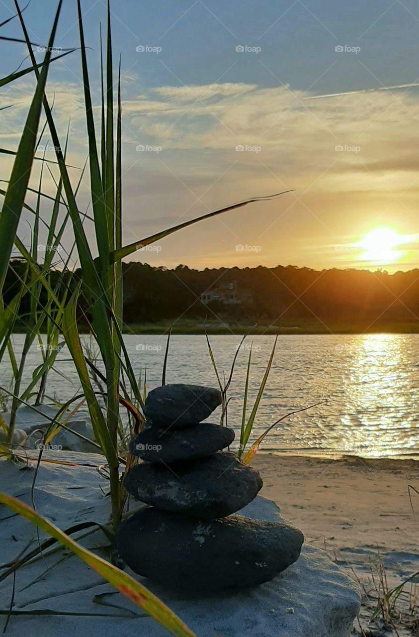 sunset over the salt marsh
