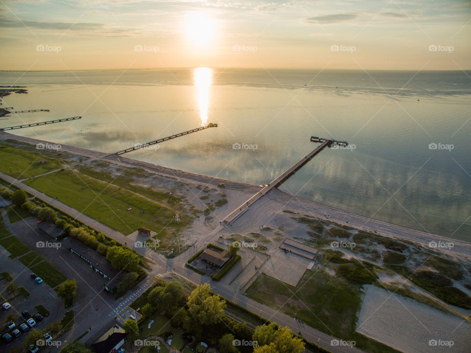 Aerial view of T-bryggan at Ribersborg in Malmö Sweden.