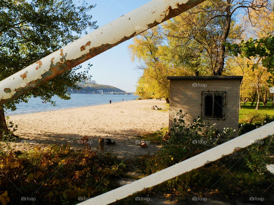 autumn landscape on the bank of the Dnieper River in the city of Kiev