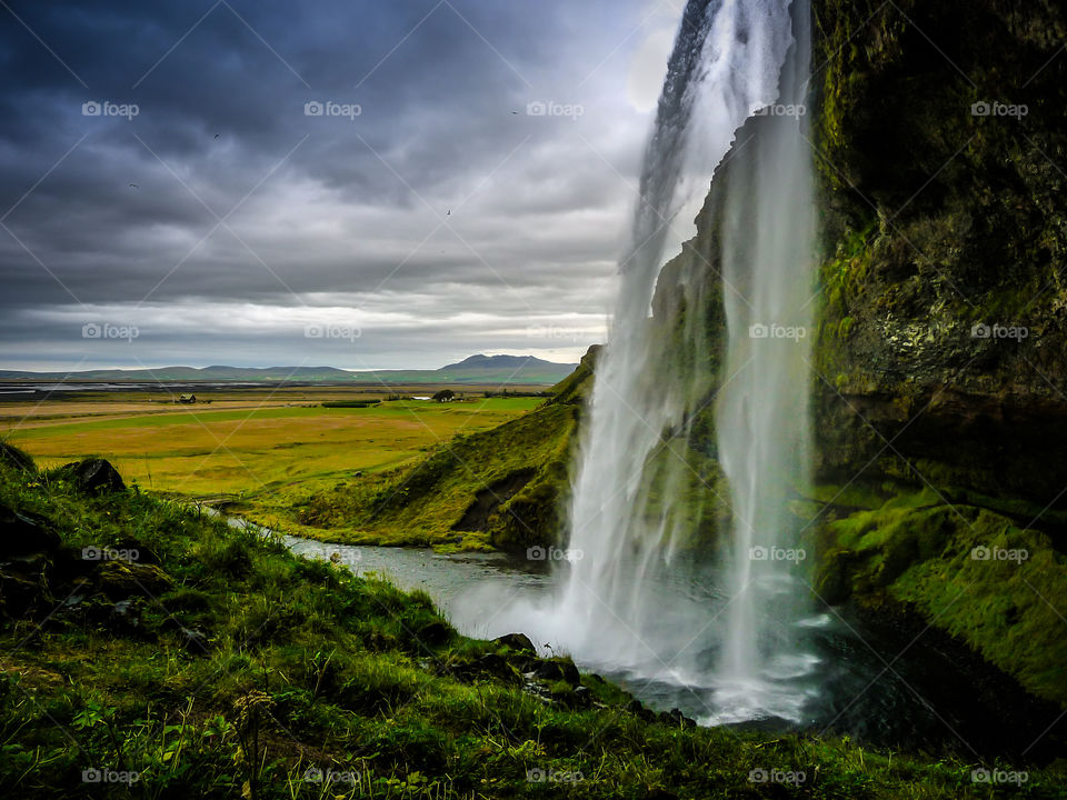 View of seljalandsfoss waterfall