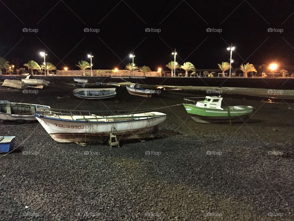 Boats at night