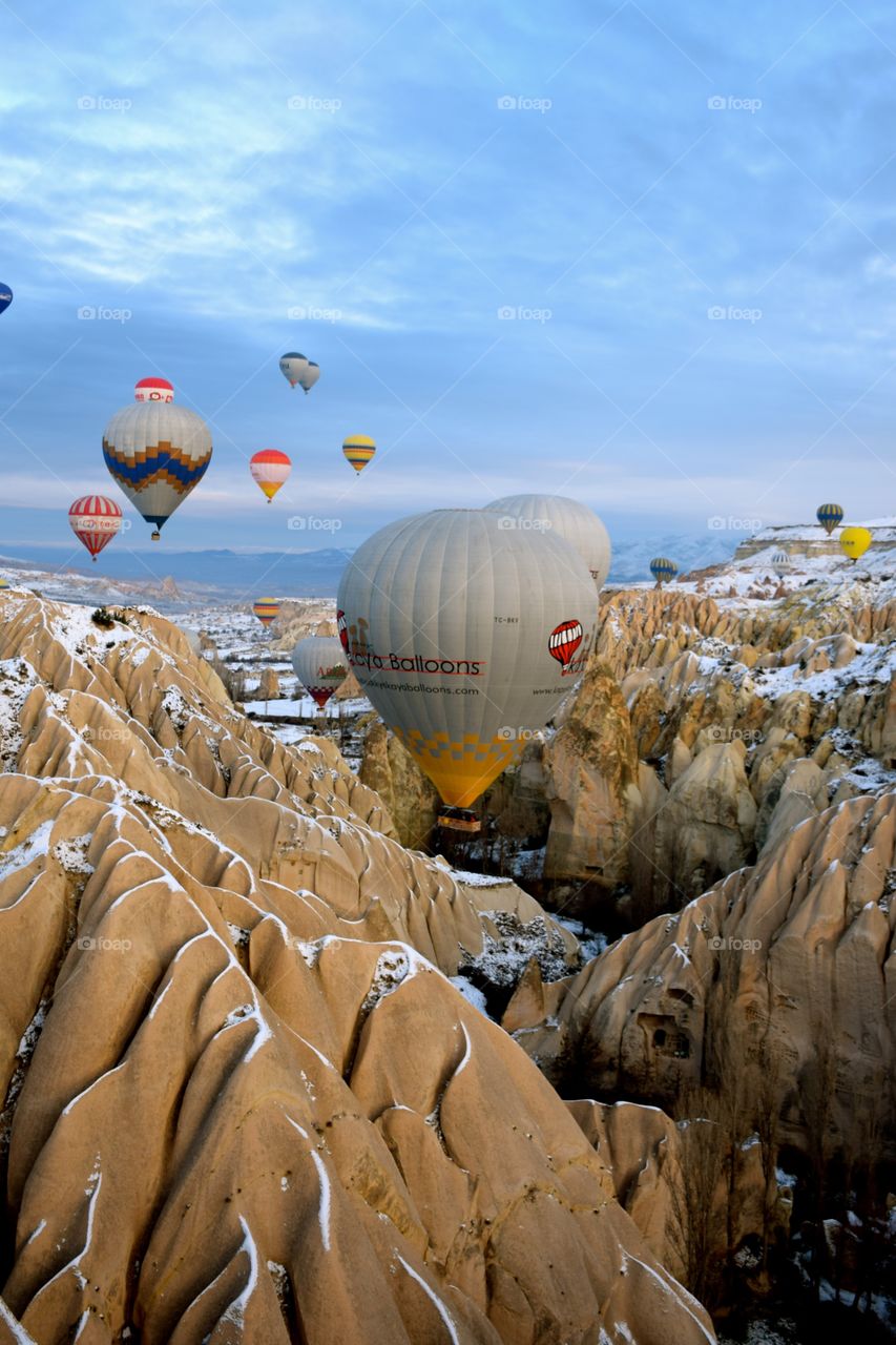 Hot Air Balloon flight at cappadocia Mountains, turkey