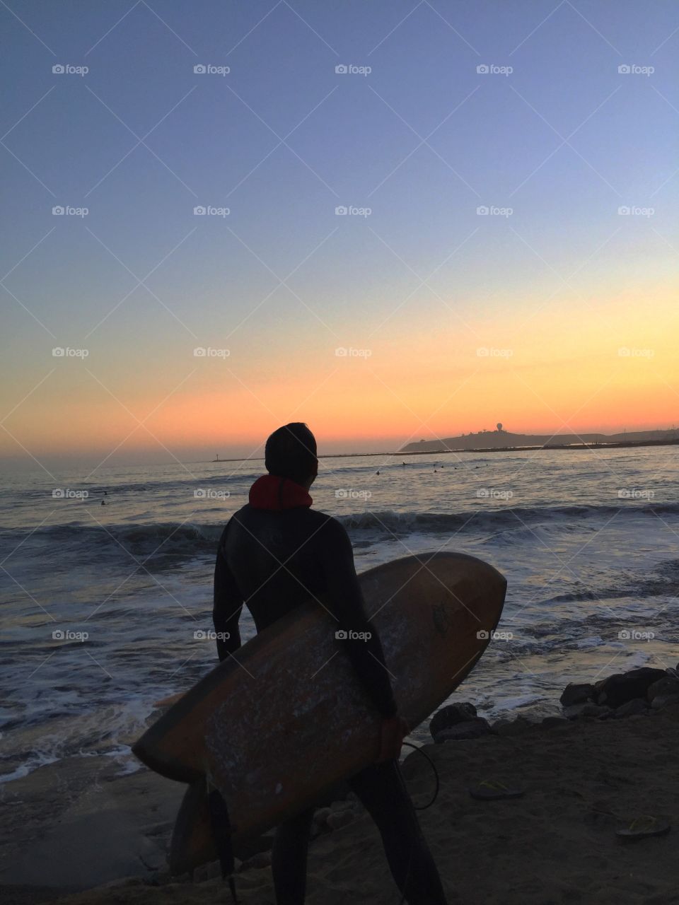 Surfer at sunset